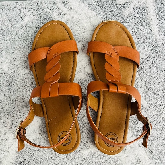 wonder nation cutie brown sandals size 5 (big girls) - Picture 2 of 6